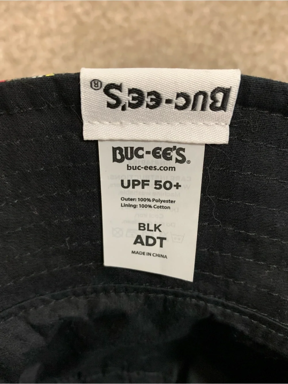 Buc-ee’s Beaver Bucket Hat Adult Allover Black UPF 50+ Reversible